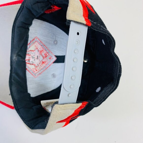 Red Dog Racing Bold Snapback Hat Red Flame Design Black Beige Cap Collector VTG - Picture 7 of 12